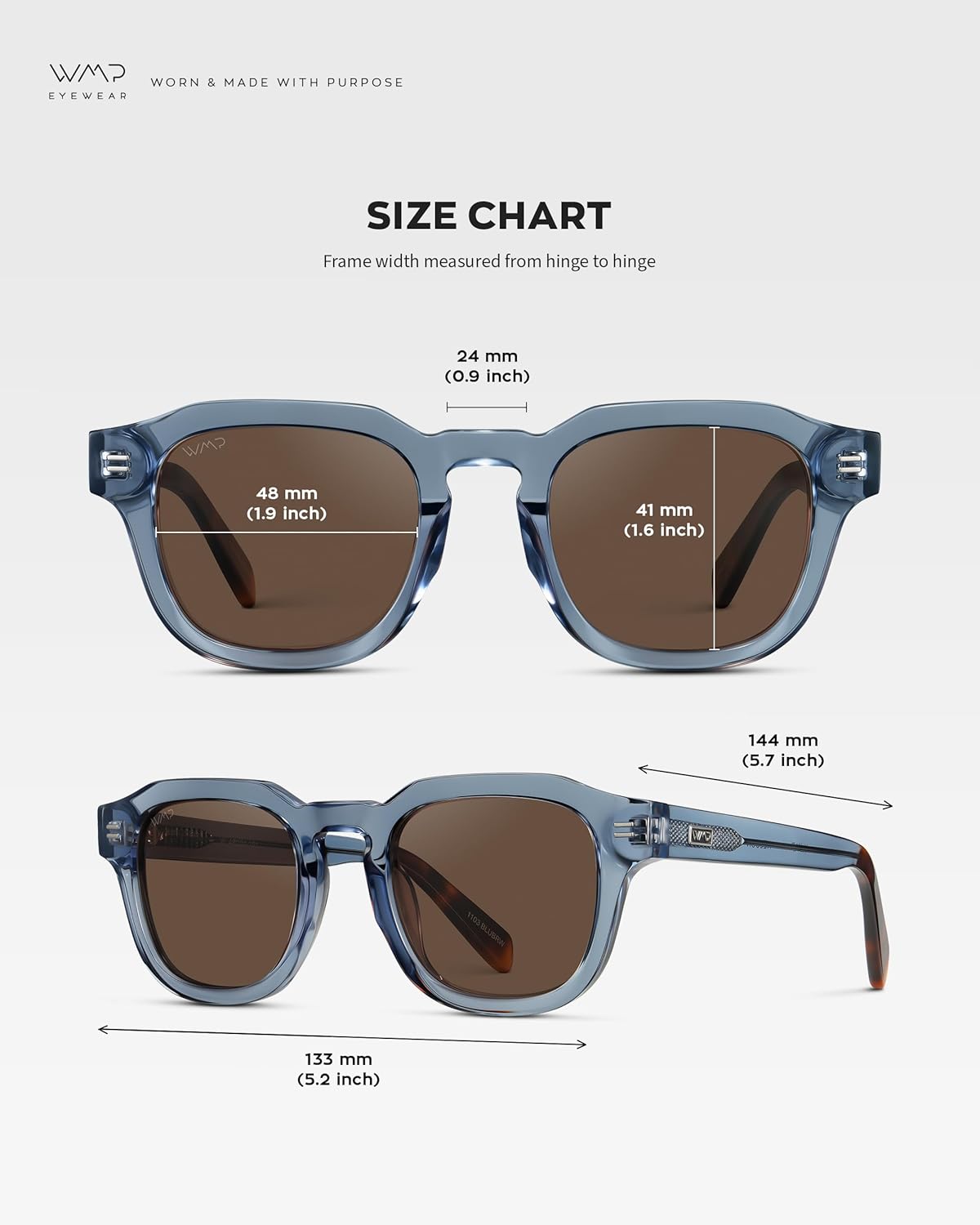 WMP Eyewear – Men’s Square Polarized Sunglasses: Thick Acetate Frame, Bold Geometric Shape, 5-Barrel Hinges, Retro 60s Design - Image 6