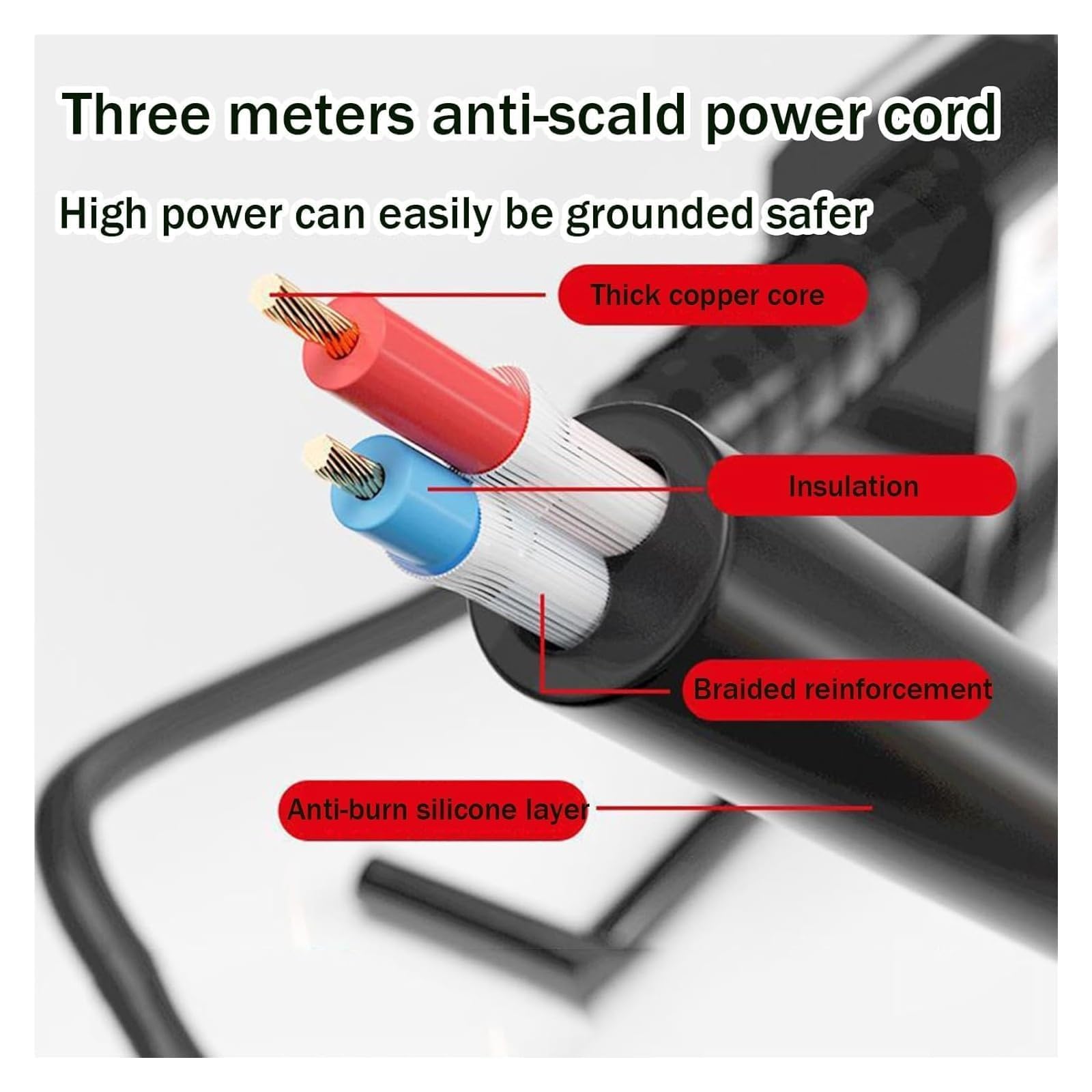 Kit de soldadura por fusión de tuberías de 75-90-110 mm, soldador profesional de tuberías PPR con 3 troqueles, cable resistente al calor de 3 metros y control preciso de la temperatura