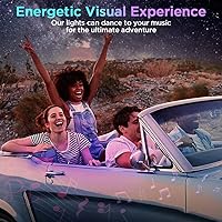 Vista 5 de Xprite Tira de luces LED Dreamcolor para interior de auto con Bluetooth, control remoto y aplicación, luces RGB de persecución para espacio