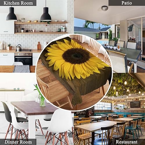 Miniatura 7 de Swono Mantel rectangular con diseño de girasoles, para jardín, diseño de girasoles de otoño, mantel oblongo, de 52 x 70 pulgadas, para mesa de
