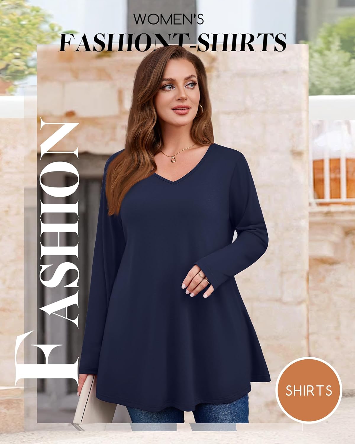 3 Pack Women's Plus Size Tunic Tops V Neck Long Sleeve Shirts Loose Fit Casual Flowy Tees with Leggings - Image 6