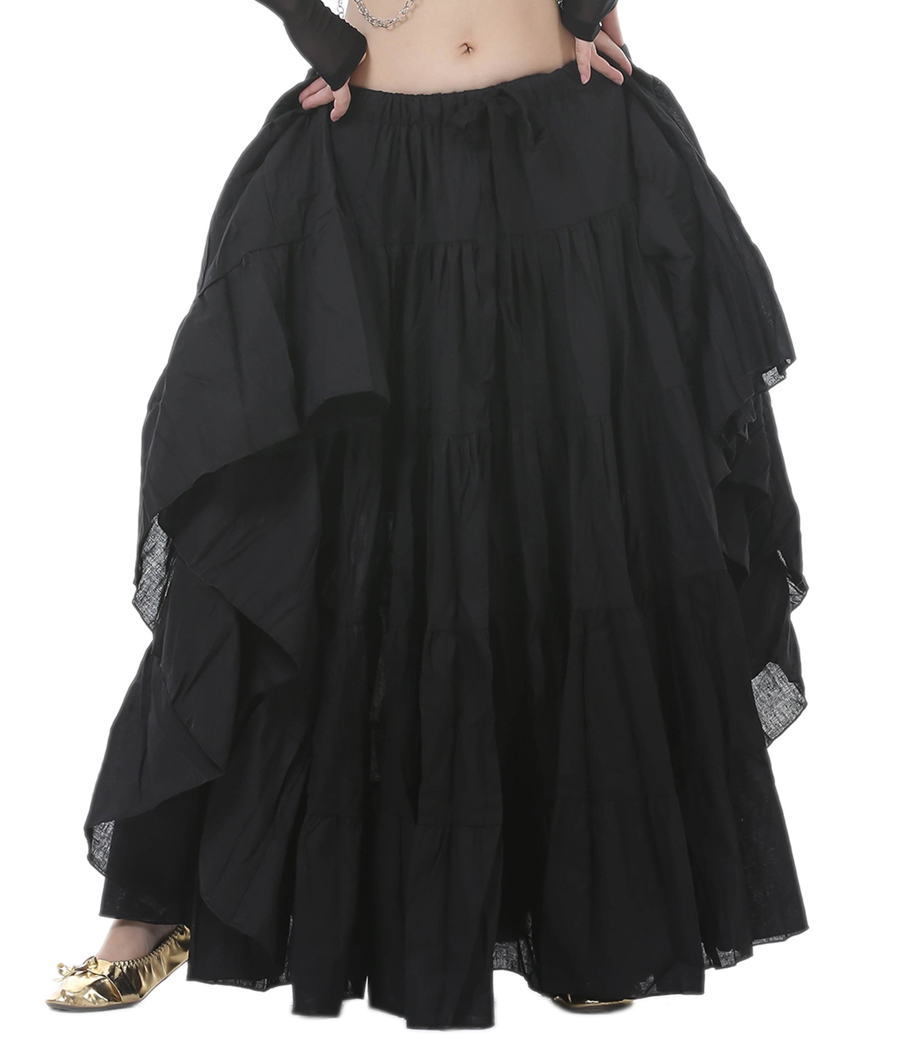 AstageWoman Belly Dance Full Circle Maxi Trible Skirts Linen Bohe Dress