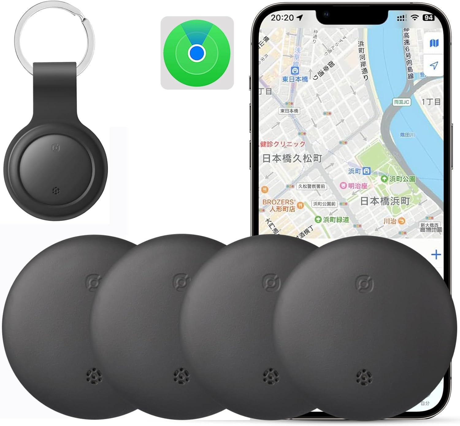 Smart Tag-4 Pack for Apple Find My (iOS only) – Tracking Tags with Keychain