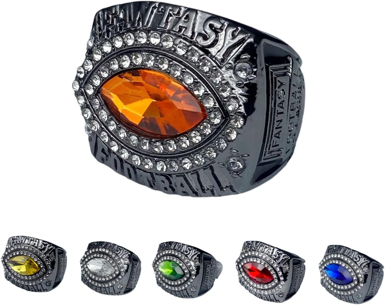 Fantasy Football Championship Ring 2022 | Gunmetal Black | Award Trophy for Fantasy Football League Champion | Colors