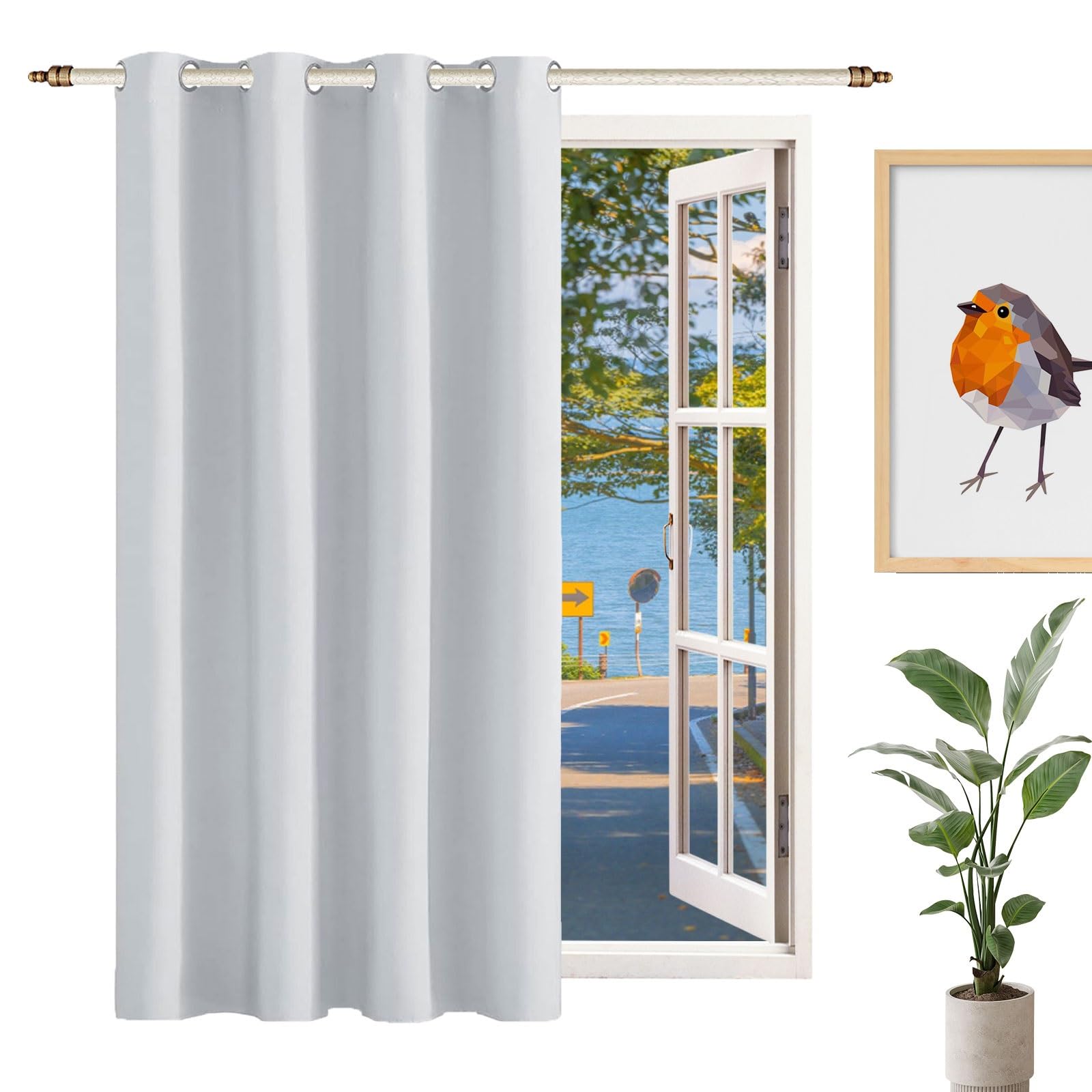 LIUWEIE Frio y Calor Cortinas 95 x 100 cm 1 Pieza (Ancho X Alto), Protección contra El Frío Cortinas Térmicas Aislantes Frío Calor Bonitas, Color Sólido para Salón Dormitorio, Blanco