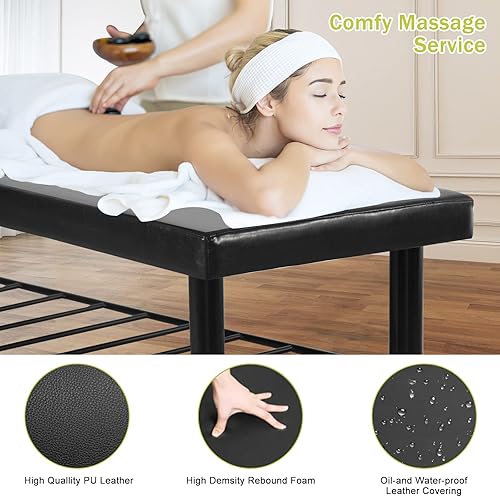 Miniatura 4 de Mesas de masaje, cama portátil de tratamiento estacionario para esteticistas, mesa de pestañas profesional resistente con almacenamiento y espuma