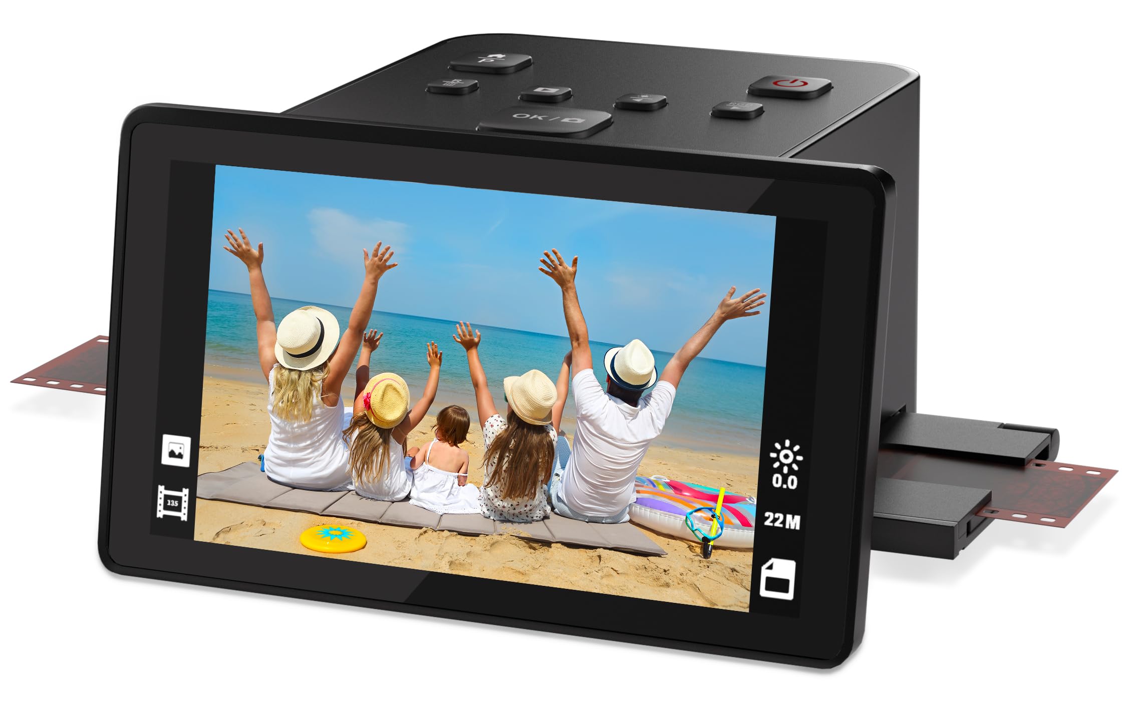 Scanner numérique de films et de diapositives avec grand écran LCD de 5 pouces, scanner de diapositives pour numérisation négatif, convertit 135, 126 KPK, 110 négatifs et super 8-22 films