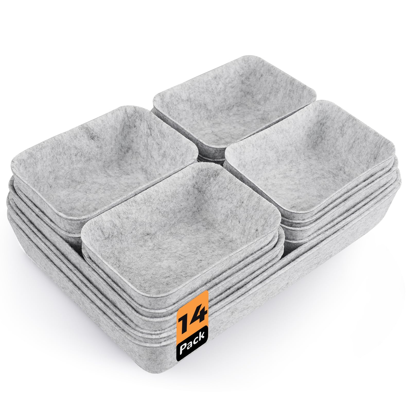 Schubladen Organizer, 14 Stücke Filz Schubladenbox Ordnungssystem für Schminktisch/Schreibtisch/Büro, Aufbewahrungsboxen Set in 3 Größen