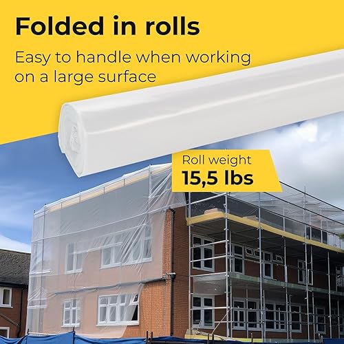 Miniatura 7 de IDL Packaging Lámina de plástico transparente de 4 mil para construcción, 16 x 50 pies cuadrados (800 pies cuadrados), rollo de película de