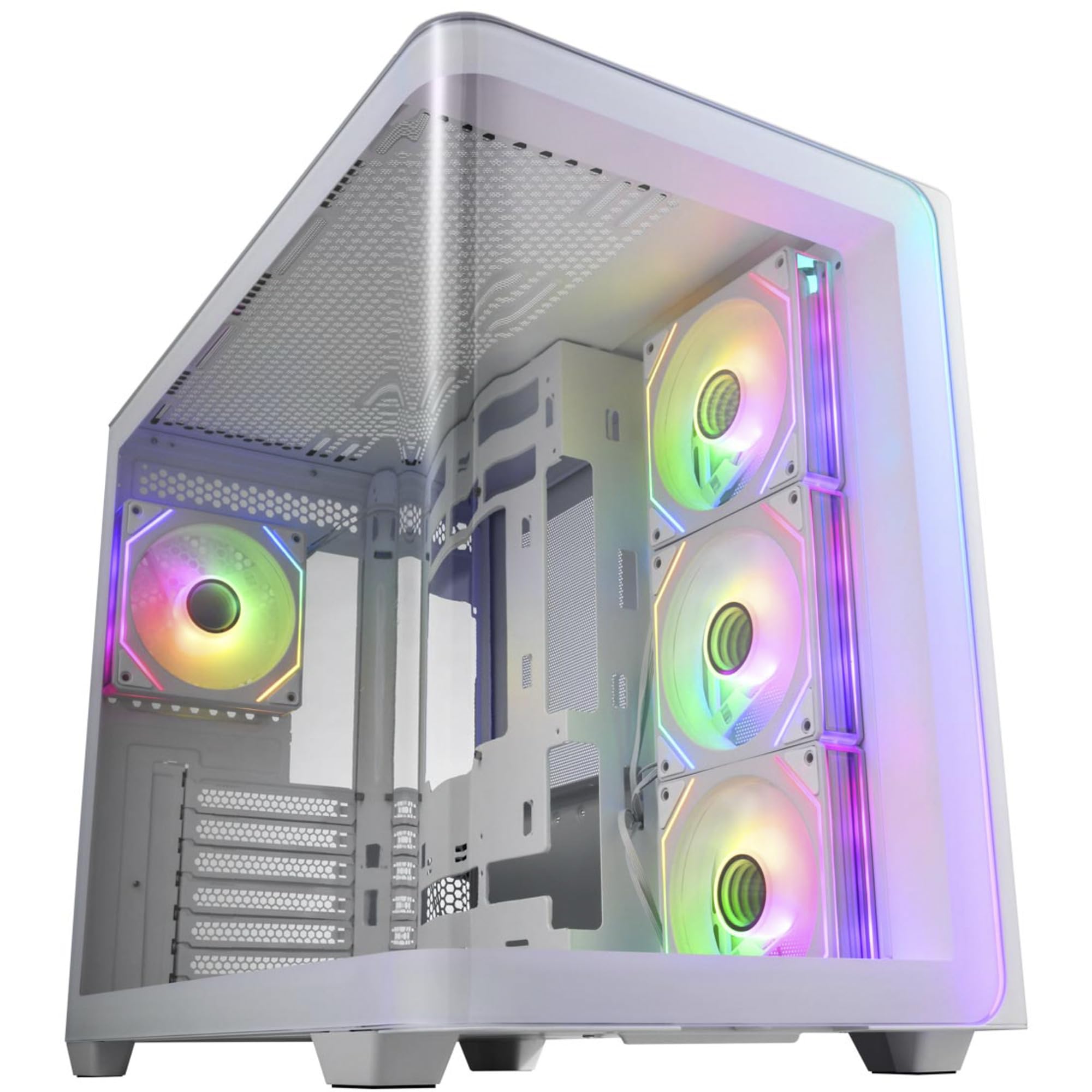 FSP M580 Gamingowa obudowa z zakrzywionego szkła 3D ATX, obsługiwana do ATX MB, biała obudowa