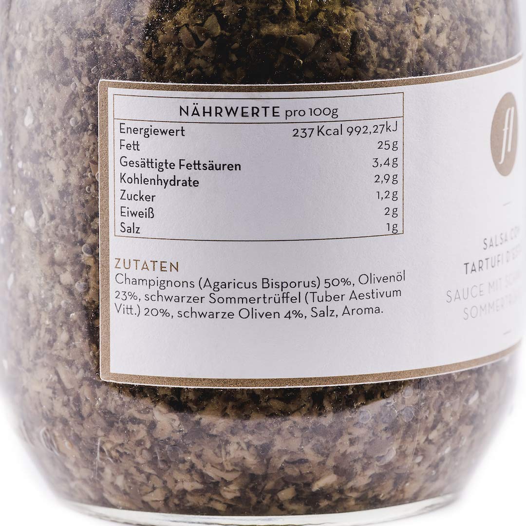 Feinkost Luigi - Trüffelsauce / Salsa mit 20% echten schwarzen Sommertrüffeln (500g)