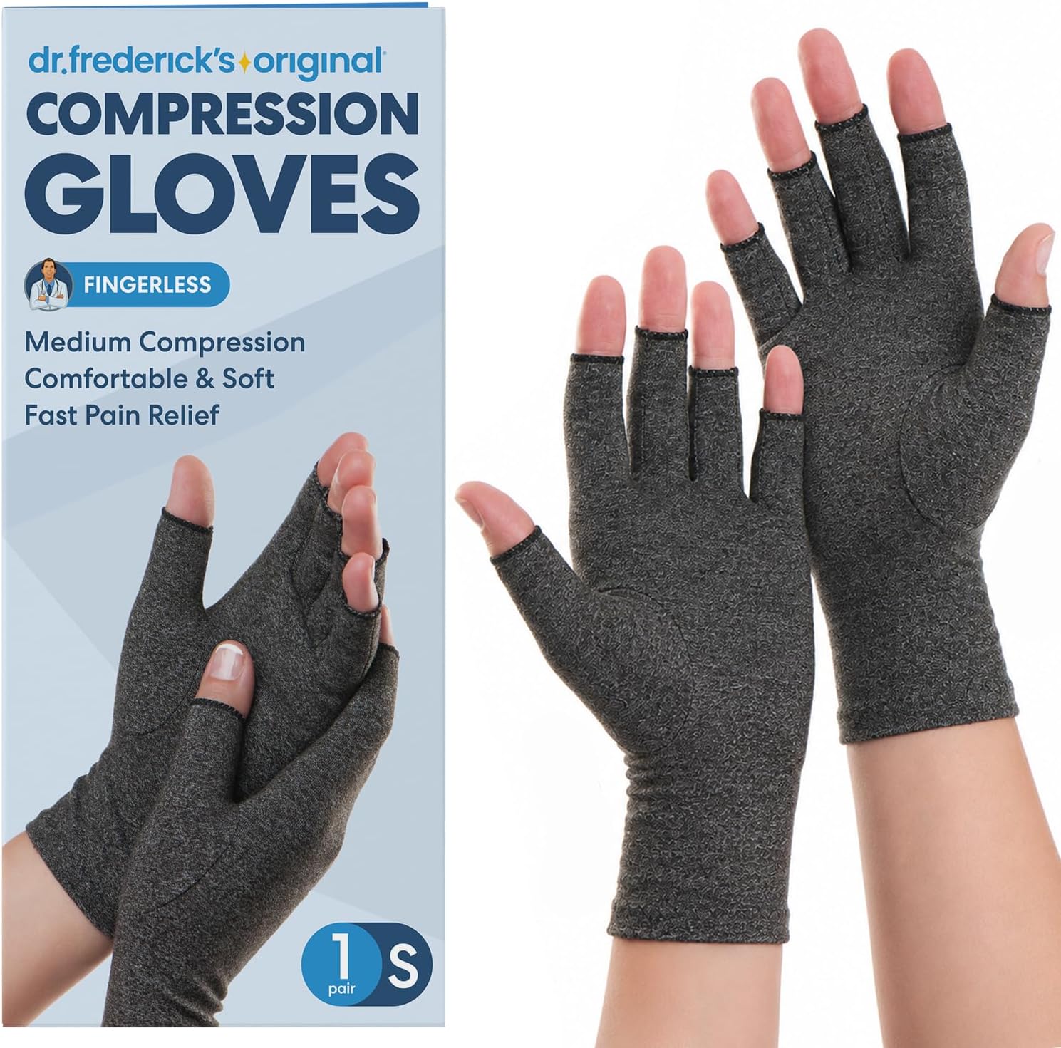 Dr. Frederick's Original Arthritis Gloves - Warmth and Compression for relief of Rheumatoid and Osteoarthritis Joint Pain - Small