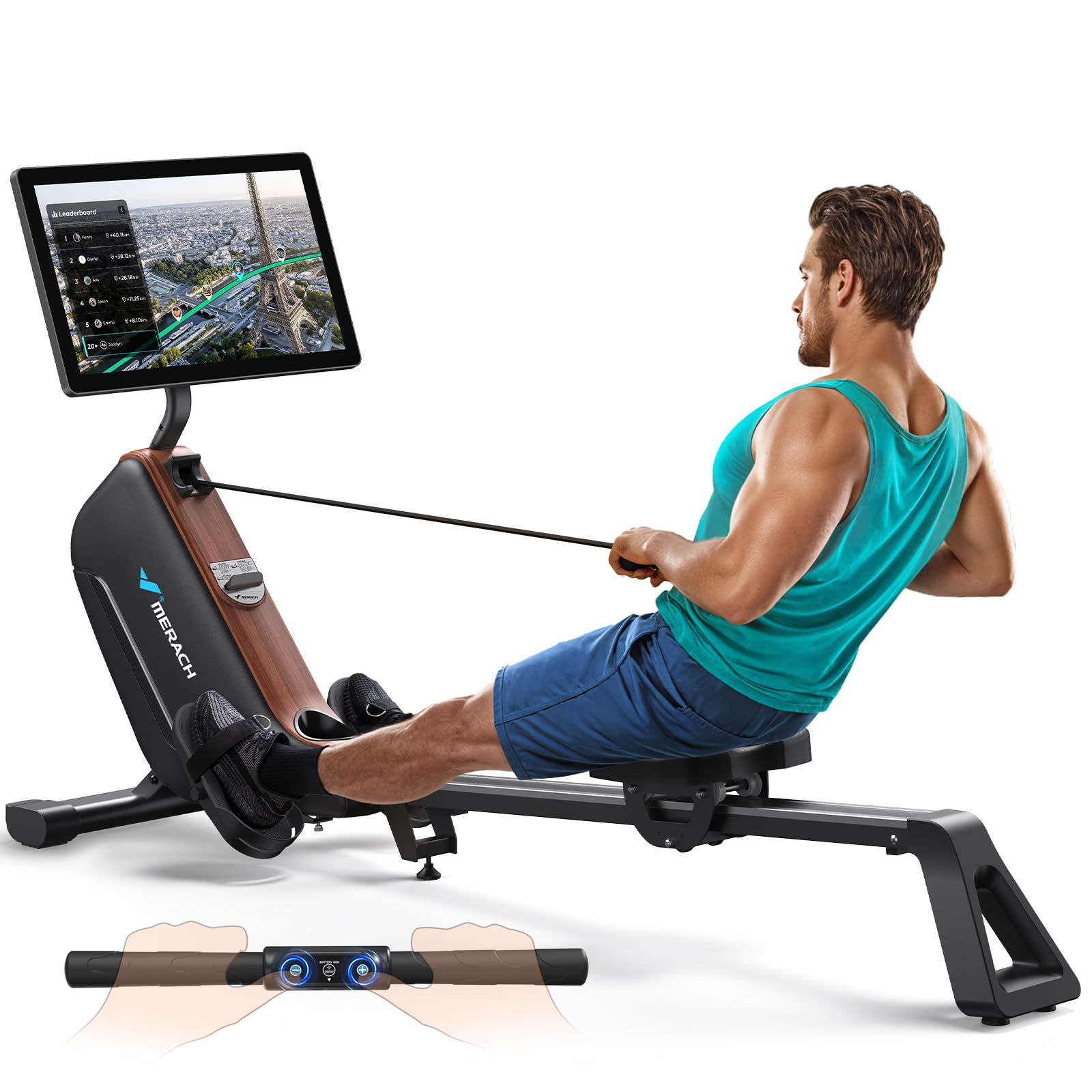 MERACH Vogatore per Casa, Vogatori Magnetici Silenziosi, Binari Migliorati ed Espansi da 130 cm per Movimenti più Liberi, Dotato di APP Esclusiva