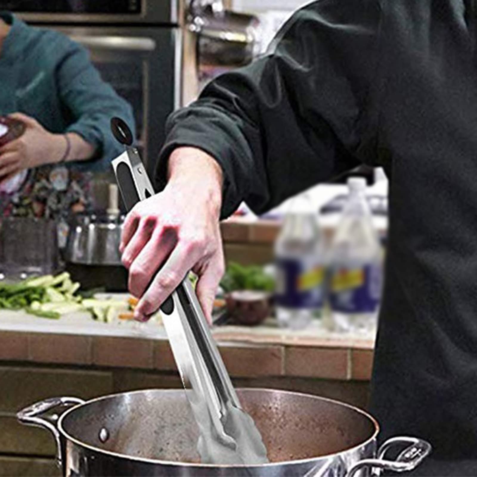 Pinza da Cucina Semplice atmosferica Clip per Barbecue Clip per Insalata Servire Cibo Pinza da Cucina in Metallo in Acciaio Inossidabile Clip di bloccaggio da Cucina (16 Pollici)