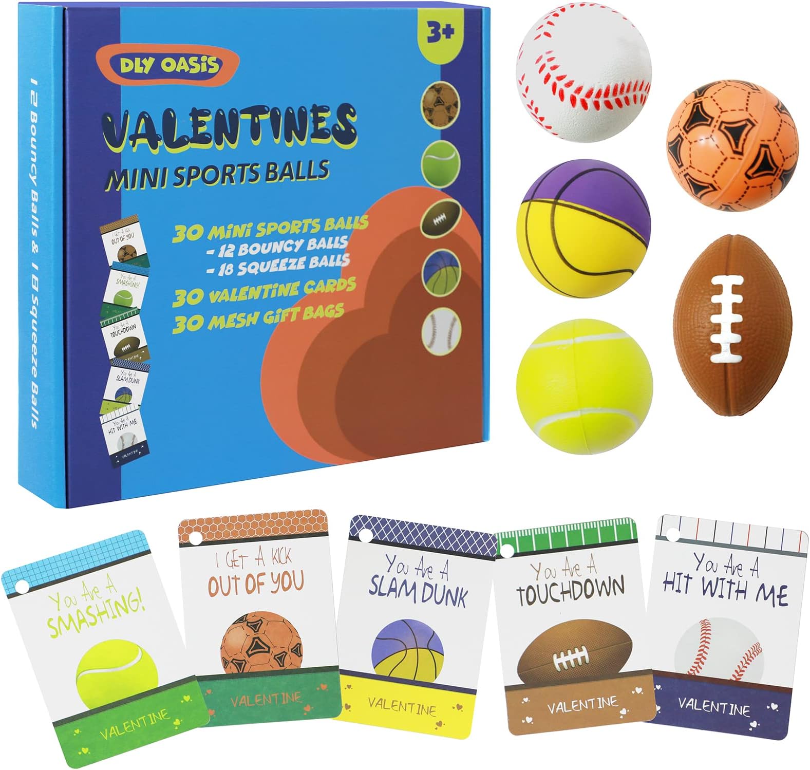 DLY Oasis valentines day cards for kids school 30 Pack