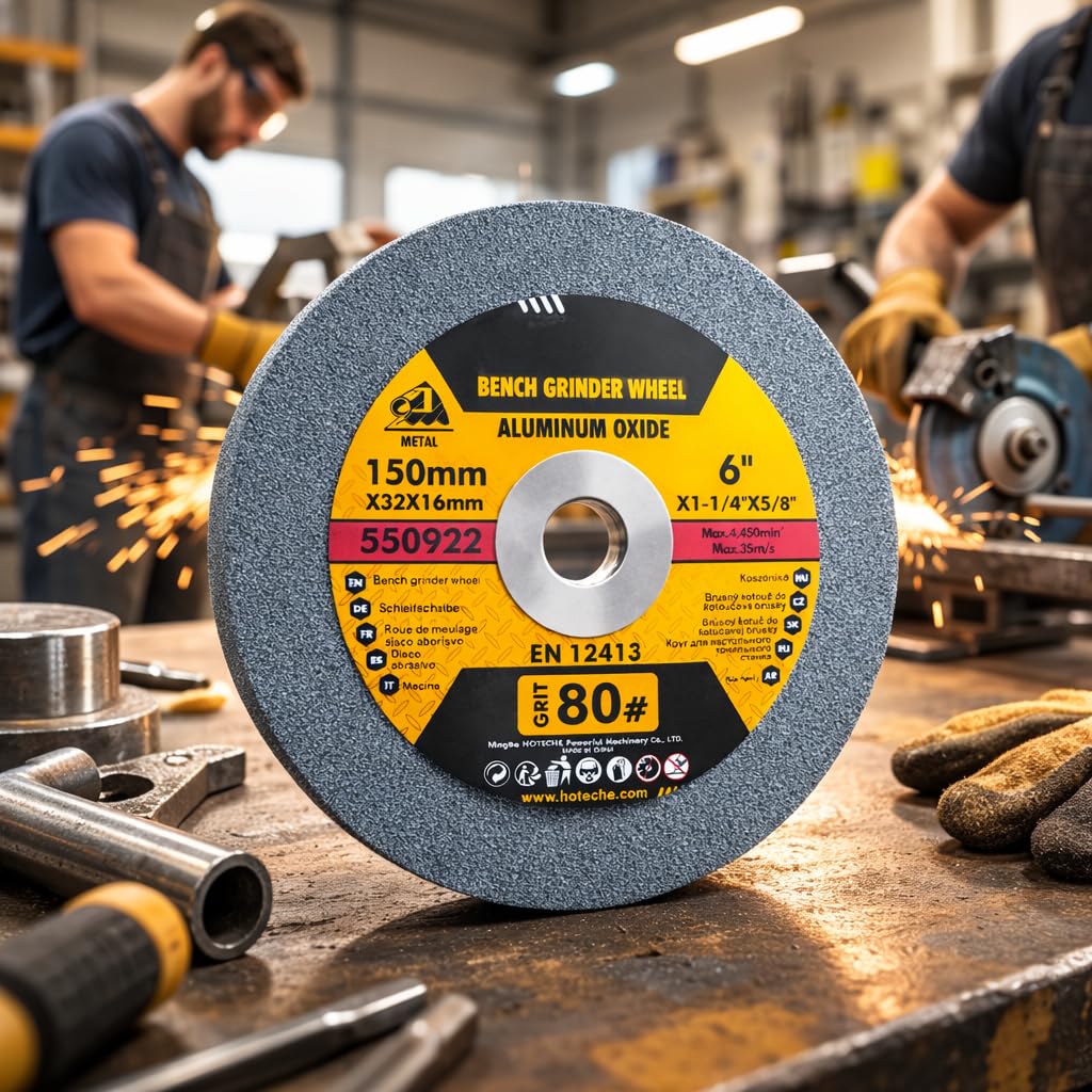 Disco Mola Abrasiva per Smerigliatrice da Banco 150x32x16 mm Grana 80 | Pietra Abrasiva ad Alte Prestazioni per Metallo, Pietra e Fai-da-Te