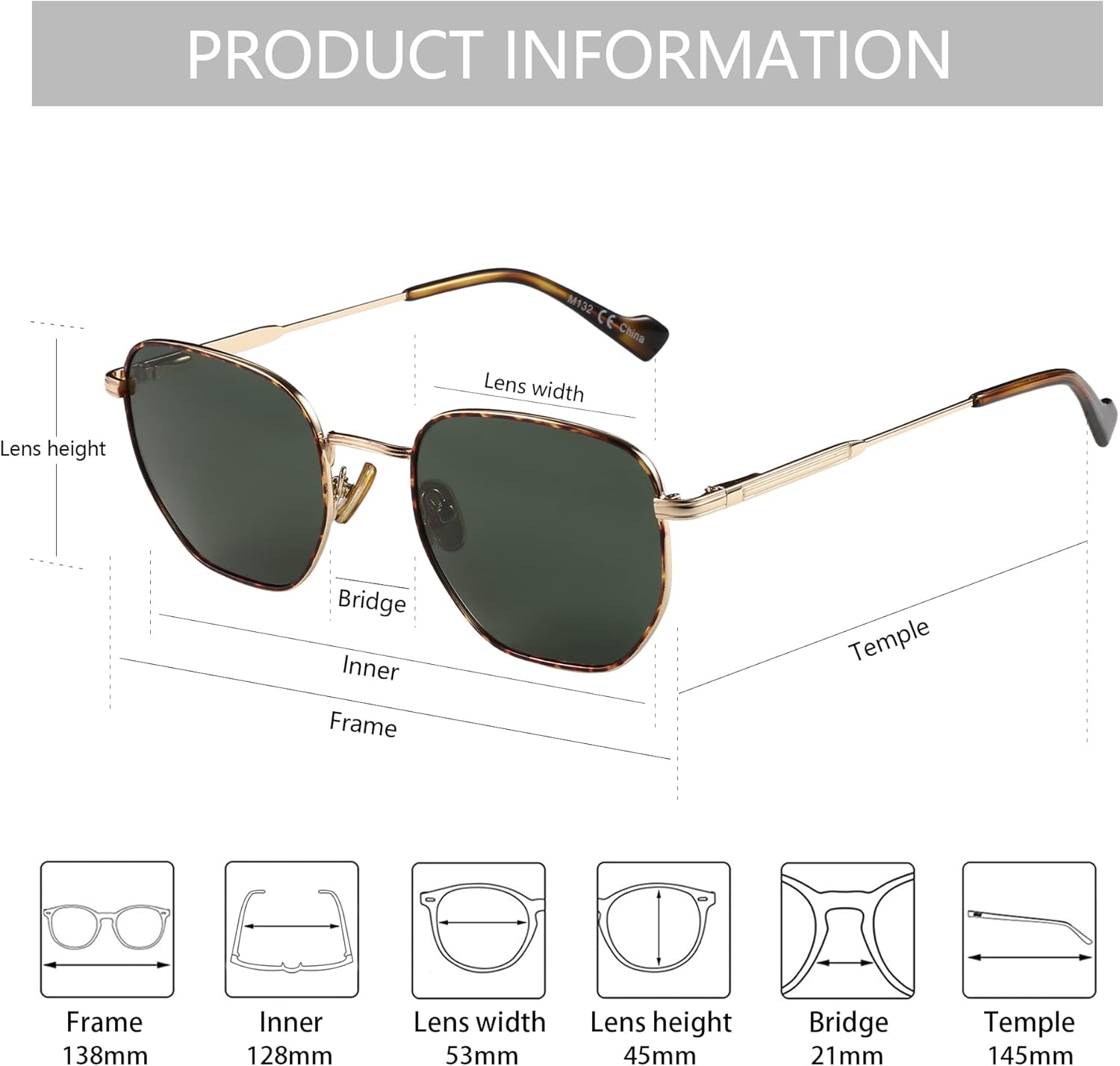 ZENOTTIC Hexagon Polarized Retro Sunglasses for Men Women-Vintage Metal Frame Design UV Protection Trendy Fashion Shades - Image 3