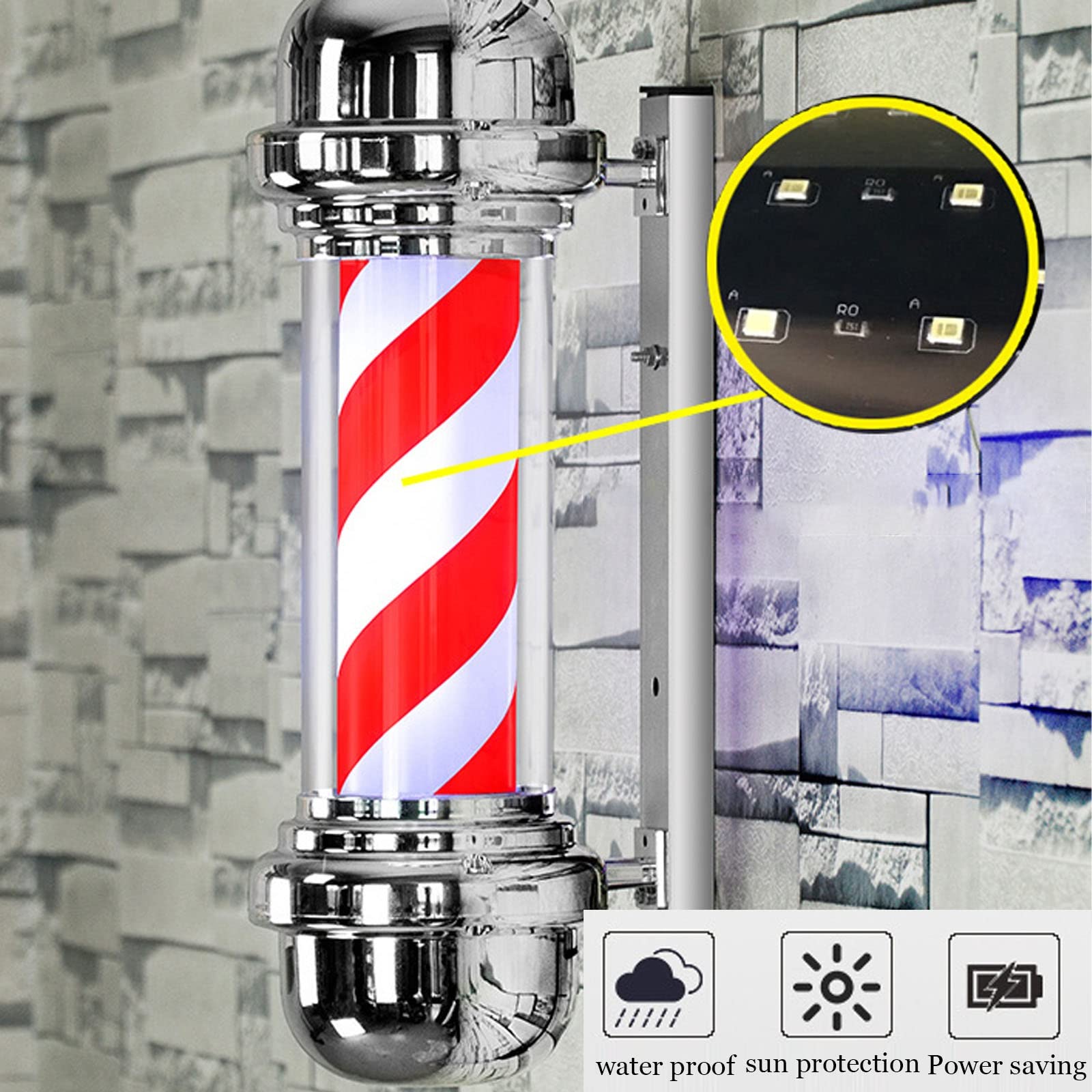 Poste De Luz LED para Peluquería, Peluquería, Barbería, Cartel Abierto, Iluminado, Rojo, Blanco, Azul, Rayas, IP54, Resistente Al Agua, Ahorra Energía (Color : E)