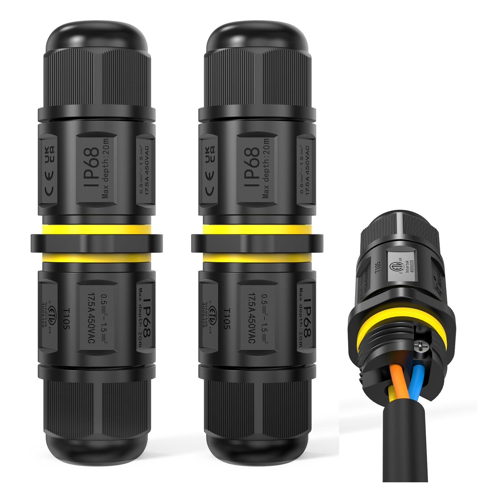 Kabelverbinder & Abzweigdose Wasserdicht IP68, 3-Polig kabelverbindung für Kabeldurchmesser Ø3-9 mm, Kabel verbinder für Verbinden Sie Kabel im Haus, im Freien oder erdkabel, Flammhemmendes