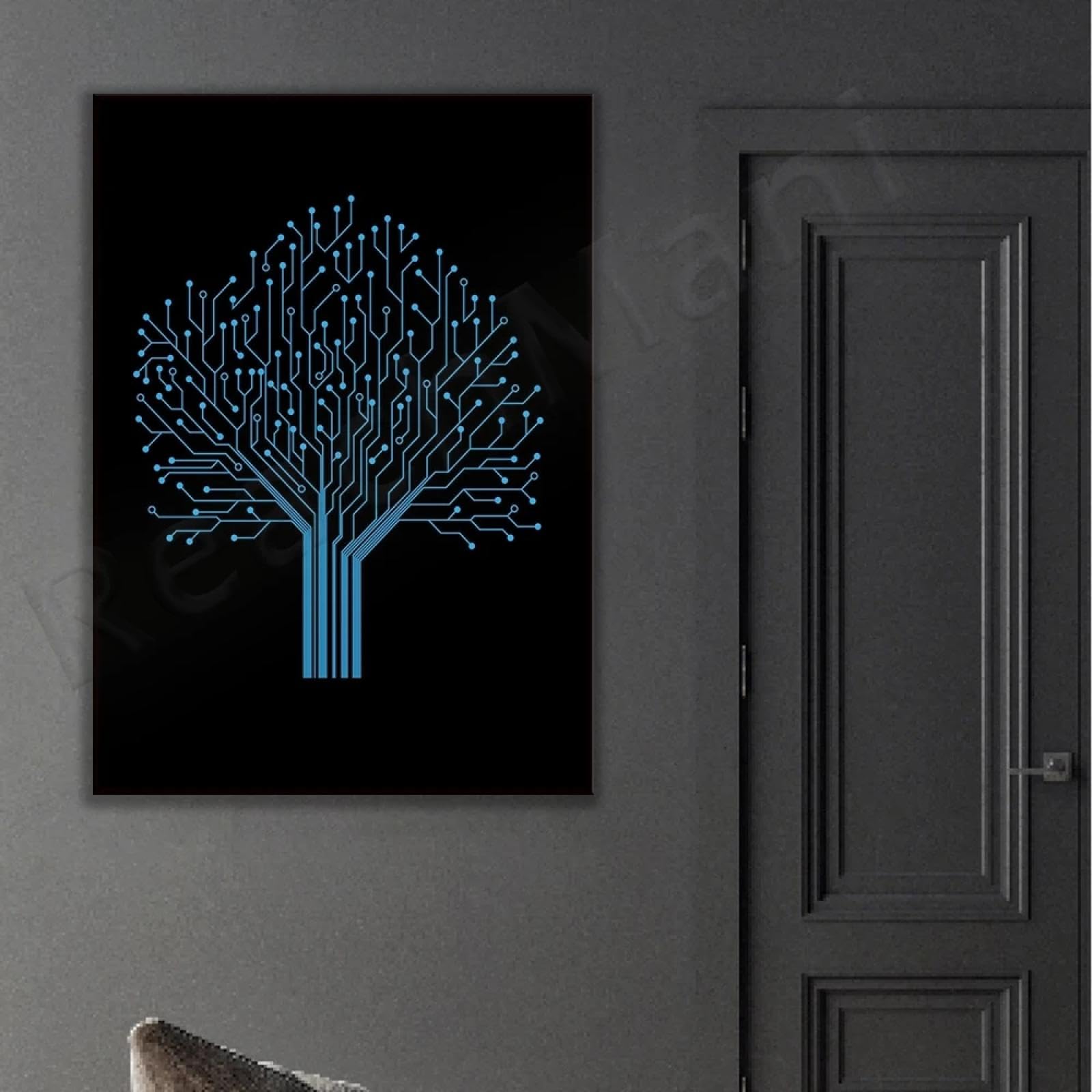 LMAIWANG Arte mural de ingeniero, arte científico, ingeniero de software, impresión artística de programador, póster de decoración del hogar nerd, árbol de circuitos (marco de 80 x 120 cm)