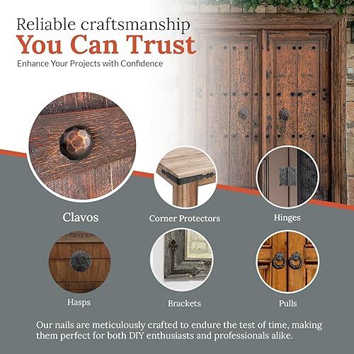 Miniatura 3 de Paquete de 100 clavos decorativos de hierro de 2 pulgadas, bronce aceitado, acento decorativo para mejoras del hogar, persianas de granja, puerta de