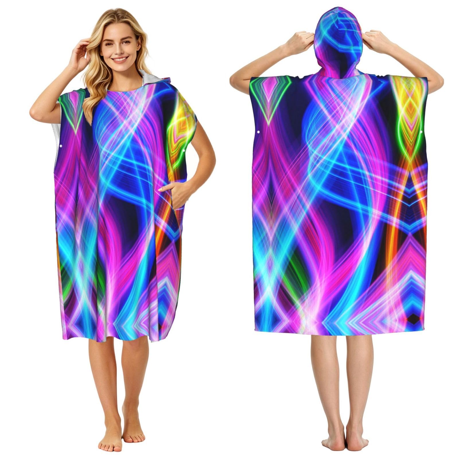 Poncho à capuche pour piscine et plage séchage rapide ultra léger