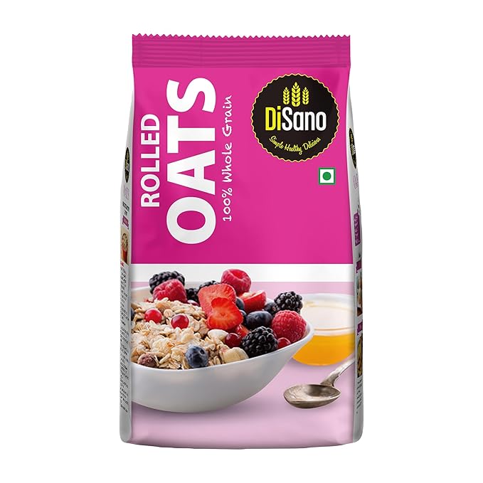 Disano Rolled Jumbo Oats, 1kg, Wholegrain Oats, High in Protein and Fiber, 100% Natural & Gluten Free, Ready in 3 Minutes, Preservative Free