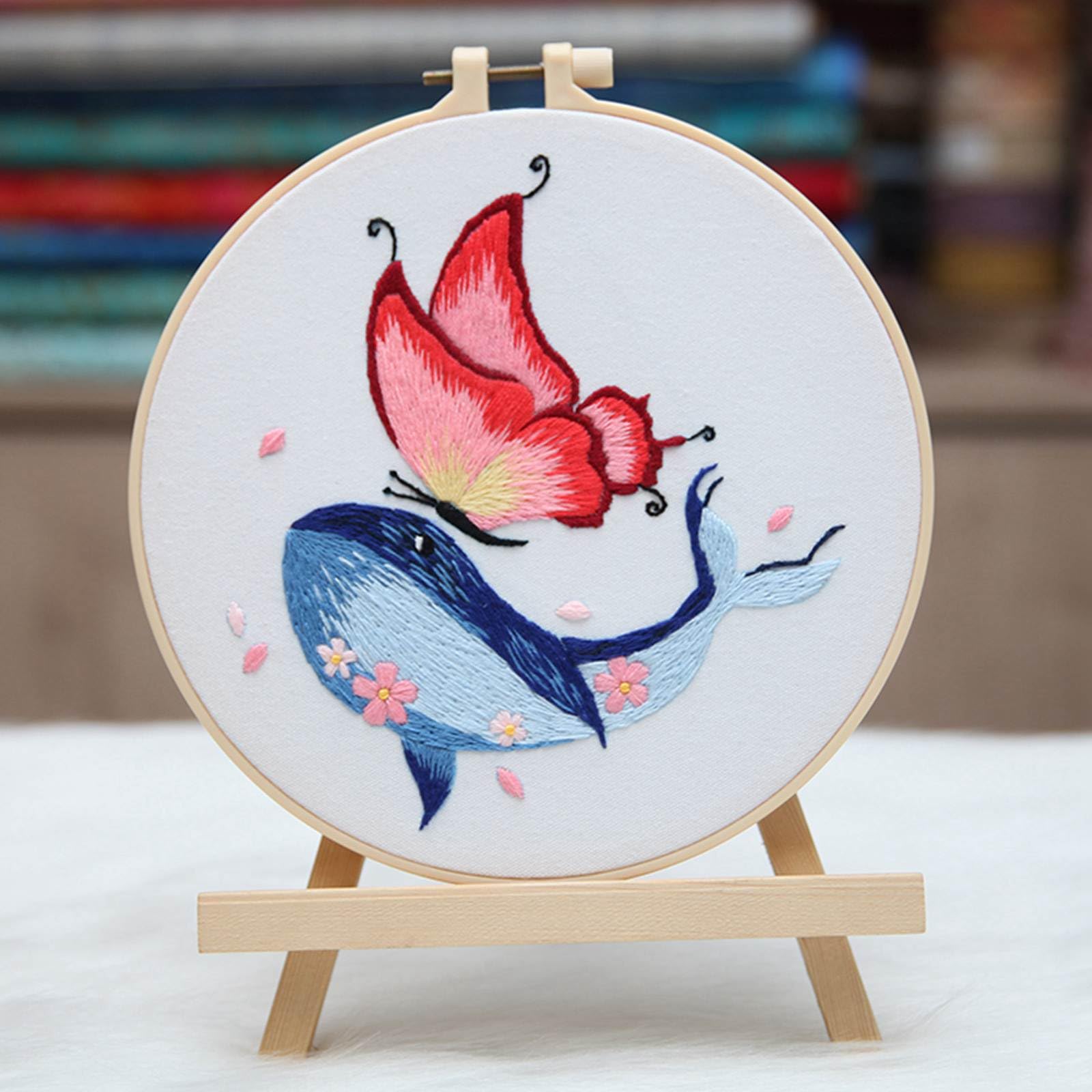 Amazon.co.jp: Feltsky クジラと蝶 3パック 刺繍キット 初心者 - 20cm