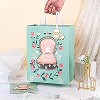 Vista 5 de WRAPAHOLIC Bolsas de regalo grandes de 13 pulgadas con tarjeta y papel de seda, diseño de anillo de diamantes para bodas, compromisos, despedidas