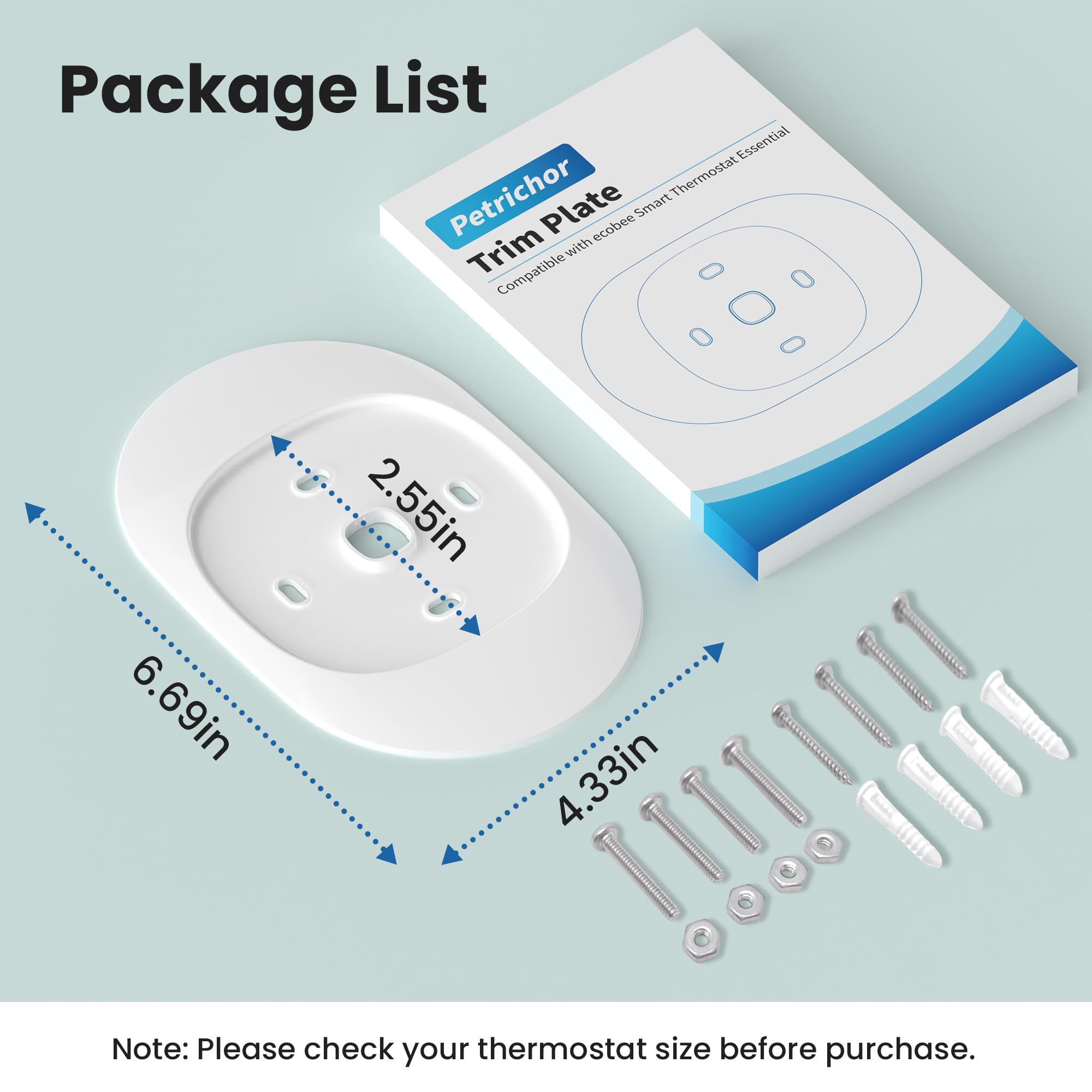 Tim Kit for ecobee Smart Thermostat Essential 2025, Wall Plate Cover...