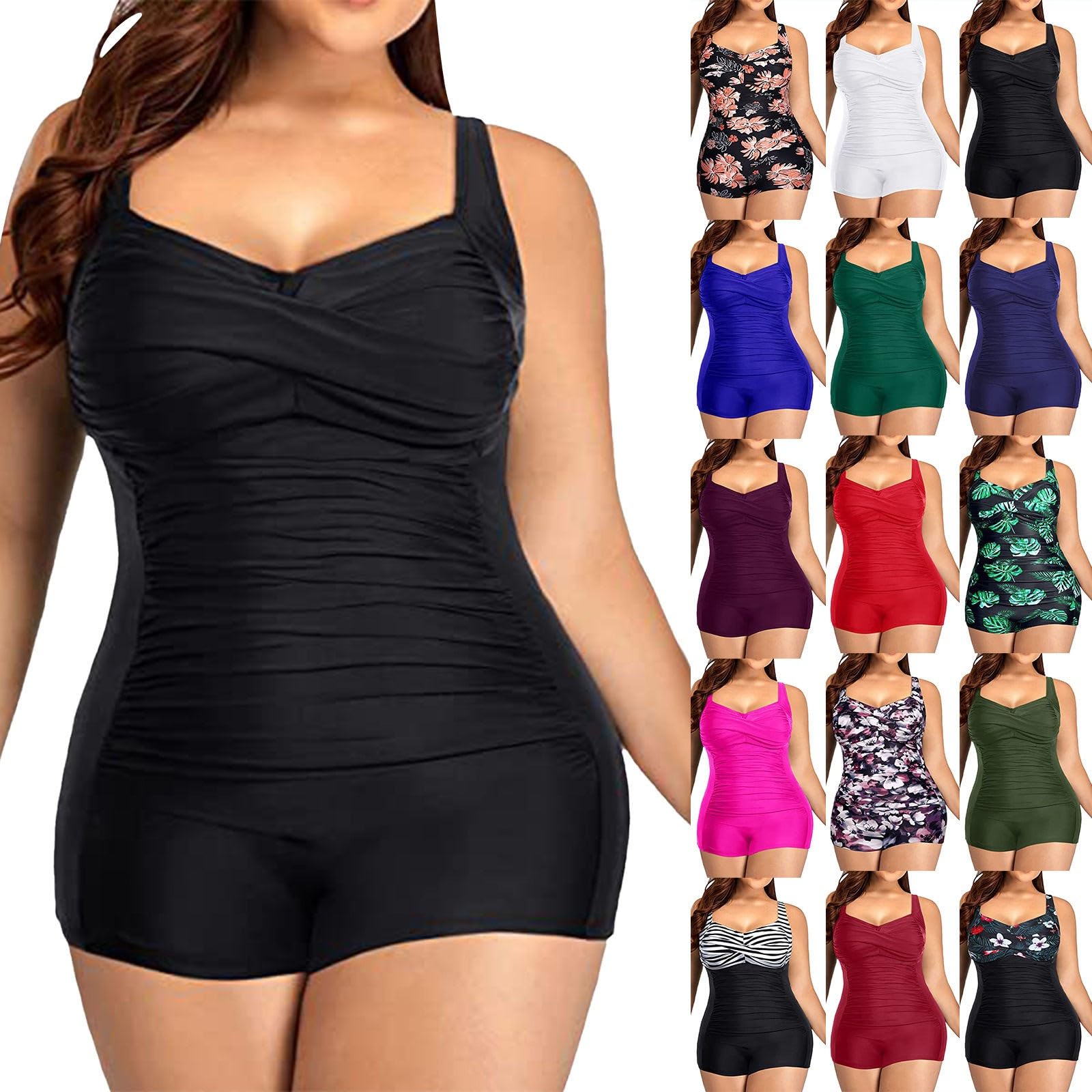 Bañadores Mujer Talla Grande Natación Bañadores Piscina Reductores Una Pieza Control De Abdomen Traje De Baño Reductor Barriga Cintura Alta Sexy Bañador Vientre Plano con Relleno Ropa De Baño Baratos