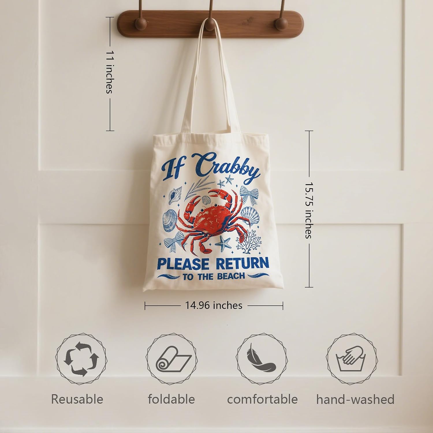 Aesthetic Canvas Tote Bag for Women - with Magnetic Snap Closure & Zipper Inner Pocket Reusable Bag for Shopping image 4