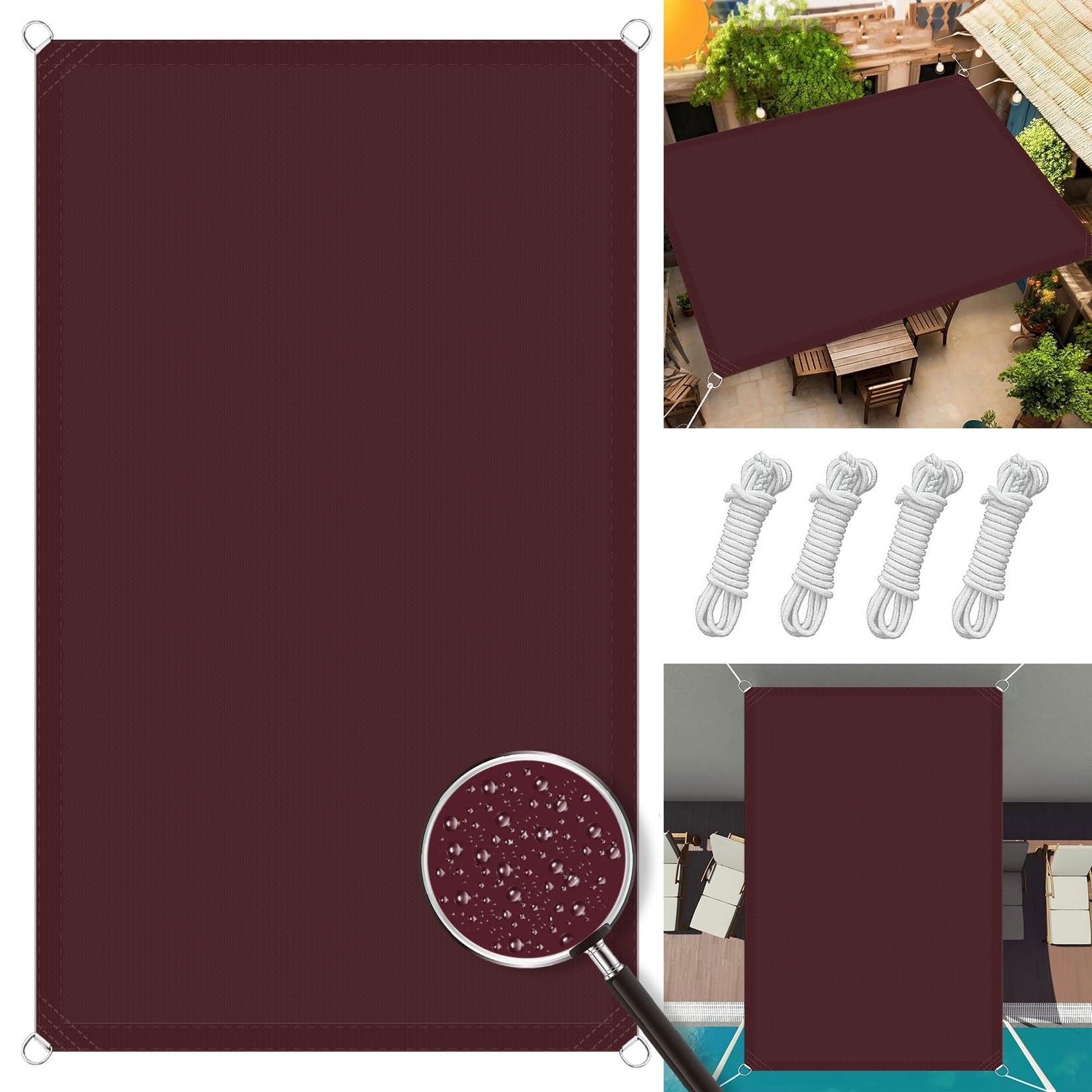 Voile ombrage anti 98% UV imperméable et résistant au vent 1.5m
