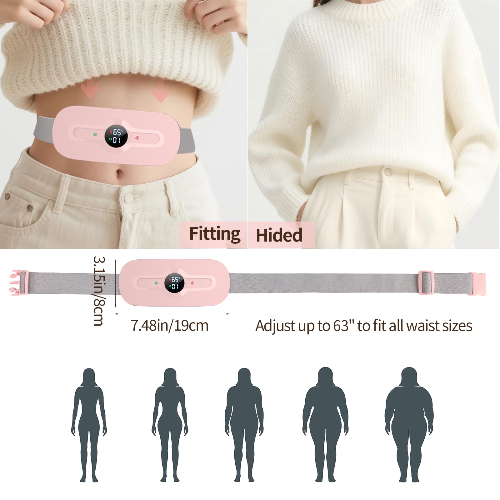 iklestar Bouillotte regles douloureuses pour soulager la douleur menstruelle rechargeable avec six modes de chaleur et de massage, ceinture chauffante regle douloureuse électrique portable pour femmes
