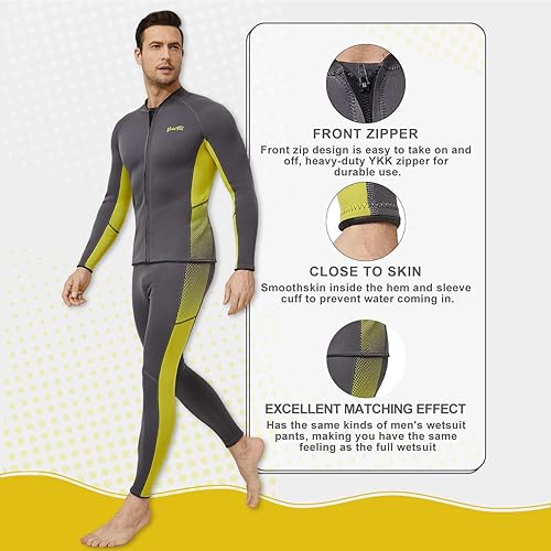 Miniatura 2 de GoldFin Traje de neopreno para hombre, chaqueta de neopreno de 0.079 pulgadas, pantalones de neopreno para deportes acuáticos, natación, buceo, surf