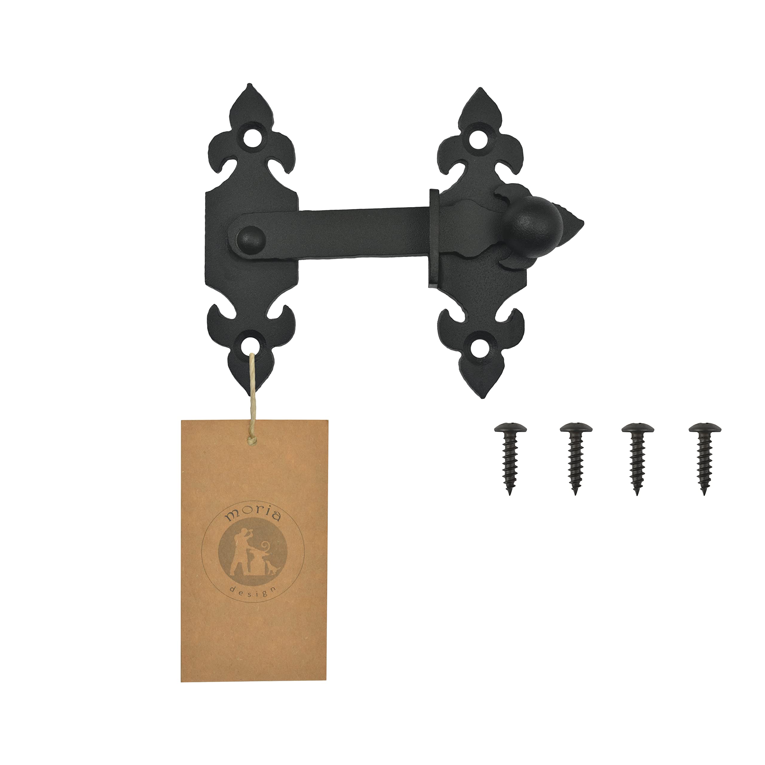 Loquet rétro en fer forgé pour portail extérieur et volets en bois noir