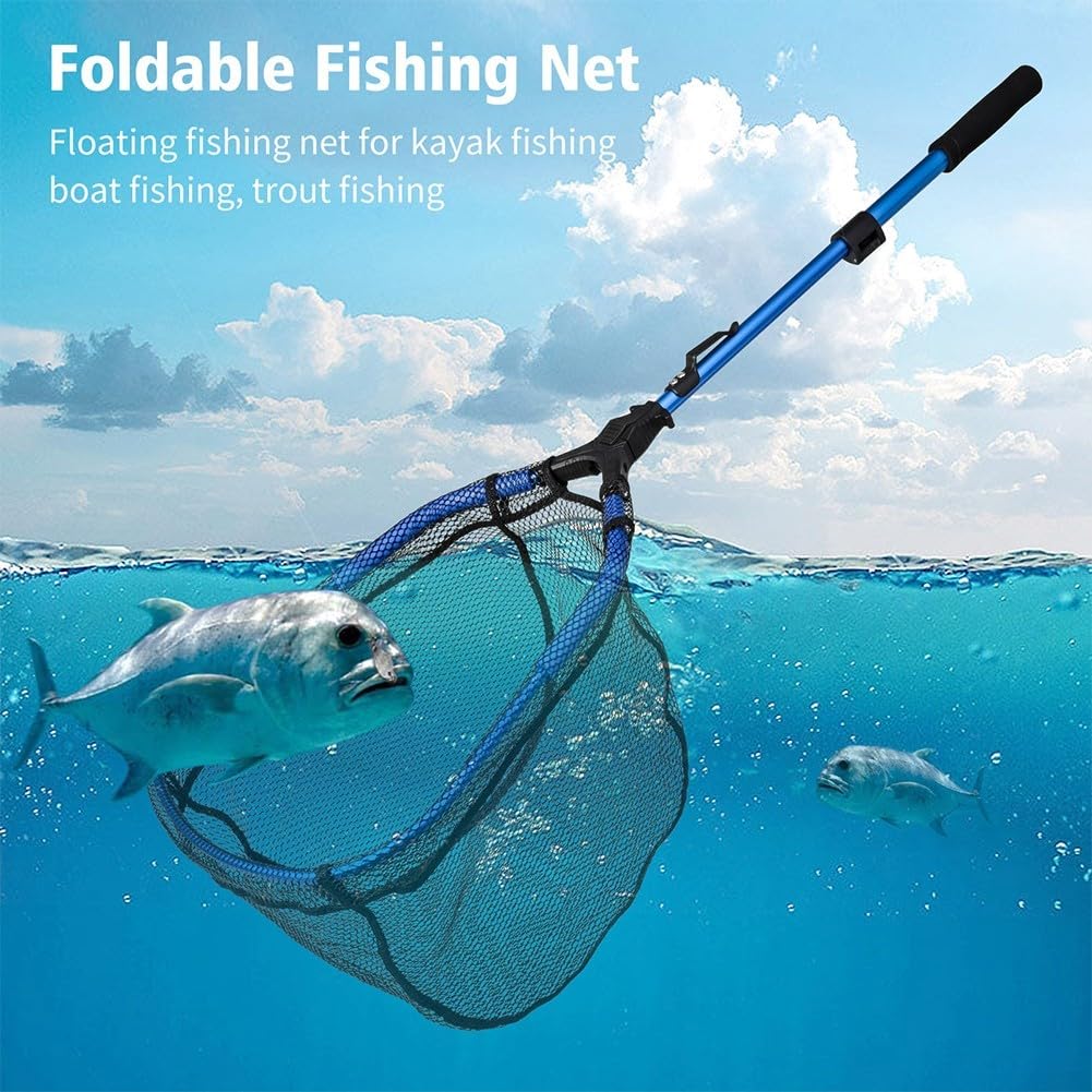 Épuisette de pêche, télescope pliable, extensible pour attraper les oiseaux, les poissons, léger, portable, cadre en alliage d'aluminium, poignée