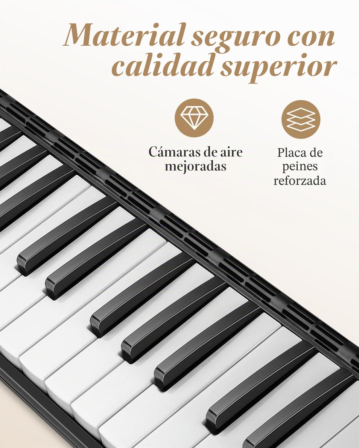 Eastar Melódica de 37 Teclas, Instrumento de Melódica Soprano Teclado Piano de Aire Pianica con 2 Tubos Largos Suaves, Boquillas Cortas, Bolsa de Transporte, Negro