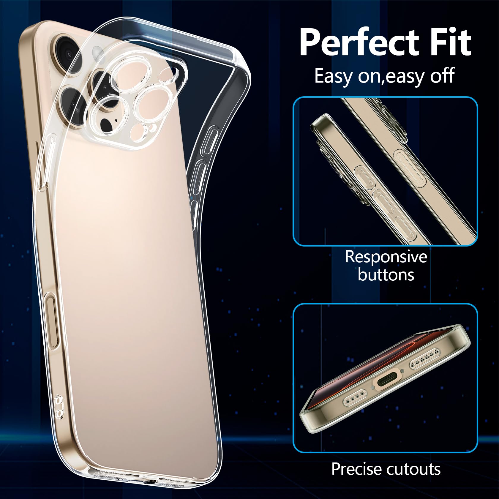 Qasyfanc Cover Protezione Fotocamera Compatibile con iPhone 16 pro con 2 Pezzi Vetro Temperato Pellicola, Cover iPhone 16 pro Trasparente Slim Fit Custodia Silicone Sottile e Morbida, Crystal Clear
