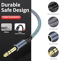 Vista 5 de Cable de extensión de 1/4 de pulgada de 30 pies, cable de extensión de guitarra estéreo macho a hembra de 1/4 pulgadas