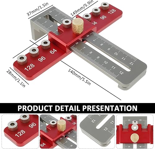 Miniatura 7 de 2 piezas de plantilla de hardware de gabinete, plantilla de mango de gabinete de aleación de aluminio, herramienta de guía de plantilla de taladro