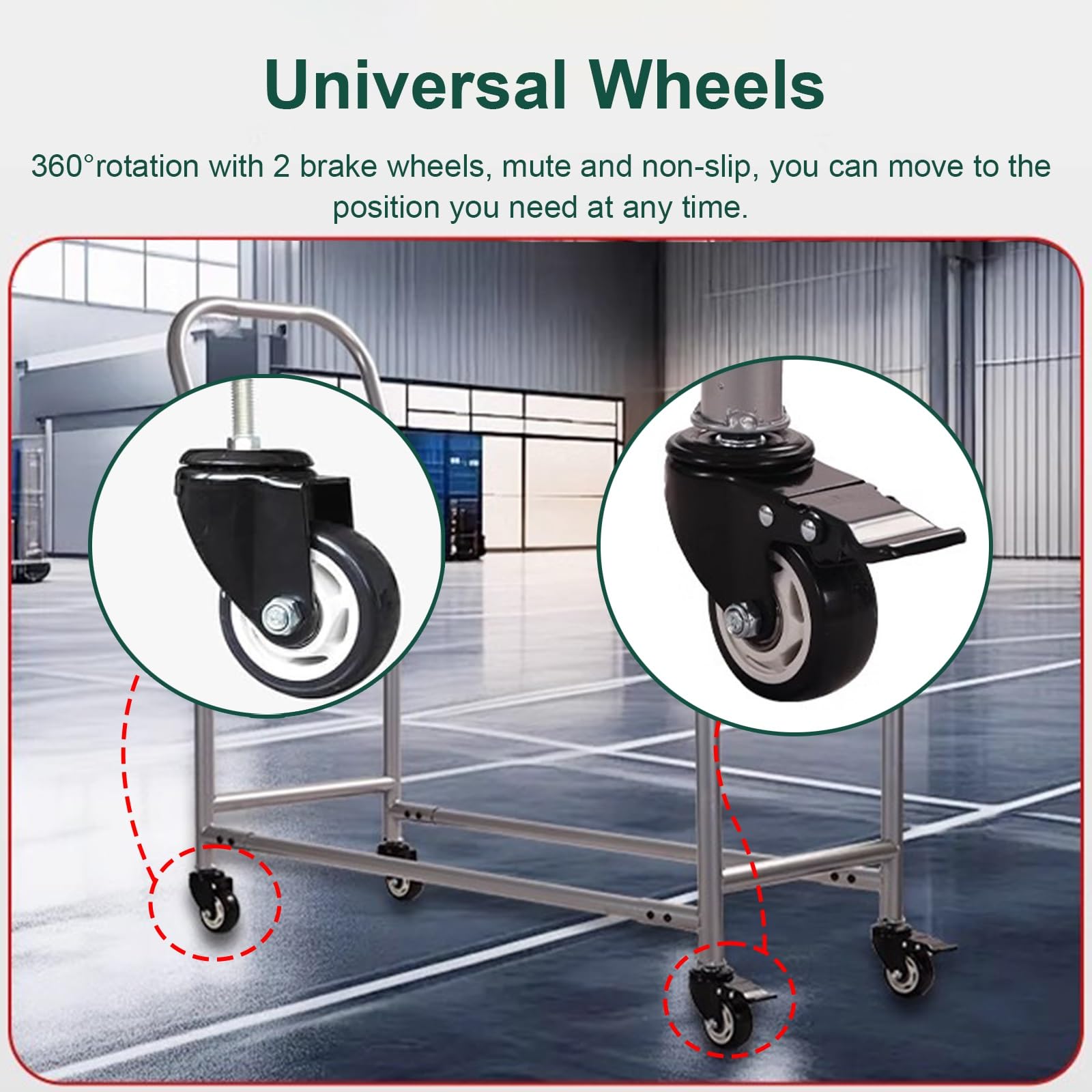 Robuster Rollwagen aus Metall mit 4 Lenkrollen, 109,2 cm, Aufbewahrungswagen für Lager, Garage, Organisation, unterstützt 299 kg – spart Platz