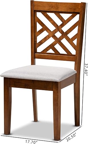 Miniatura 3 de Baxton Studio Caron - Juego de sillas de comedor (2 piezas, tela gris tapizada con madera con acabado marrón nogal)