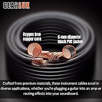 Vista 5 de Gearlux Cable de instrumento/cable de guitarra, 1/4 de pulgada, recto a recto, negro, 25 pies, paquete de 2