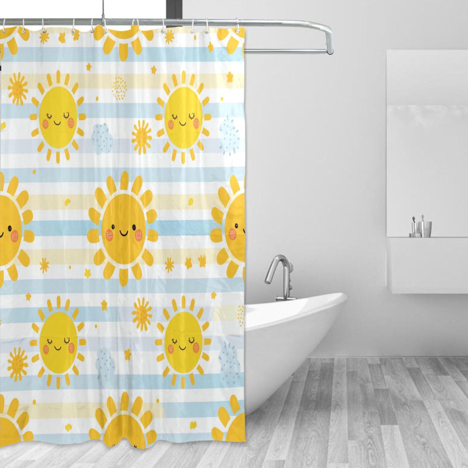 Rideau de douche mignon soleil anti-éclaboussures pour salle de bain propre et saine