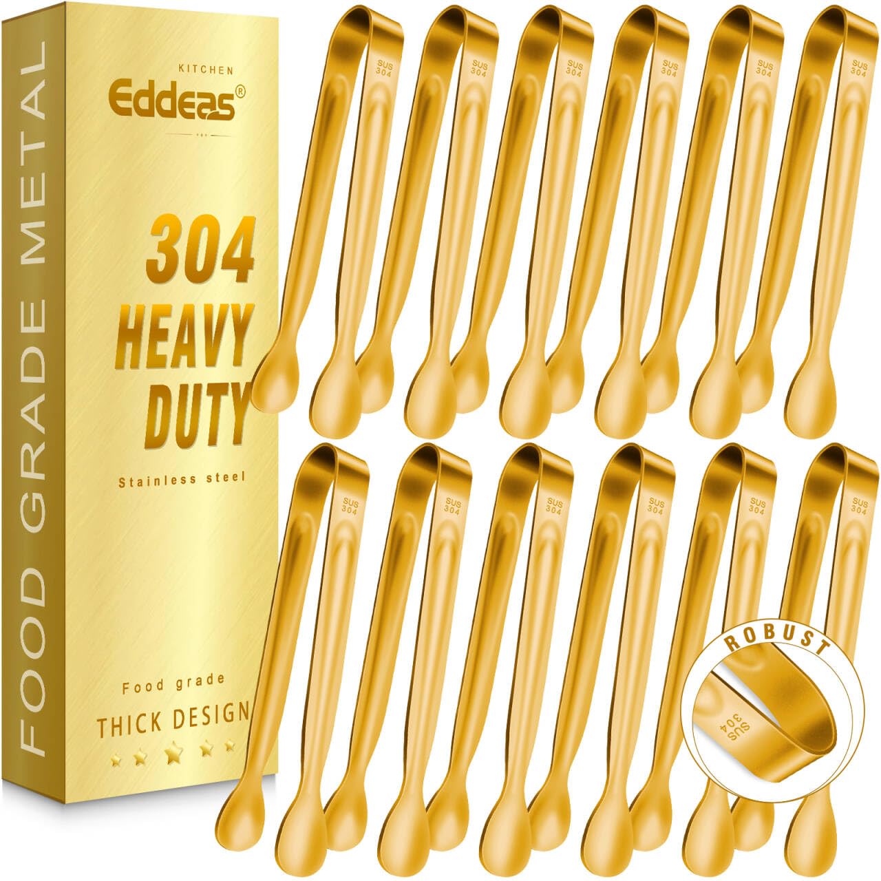 12 PCS Small Serving Tongs, 6" Mini Gold Sugar Tongs, Stainless steel Small Kitchen Tiny Food Tongs for Serving Food, Coffee Bar, Tea Party, Desserts Party and Ice Bucket — image 1