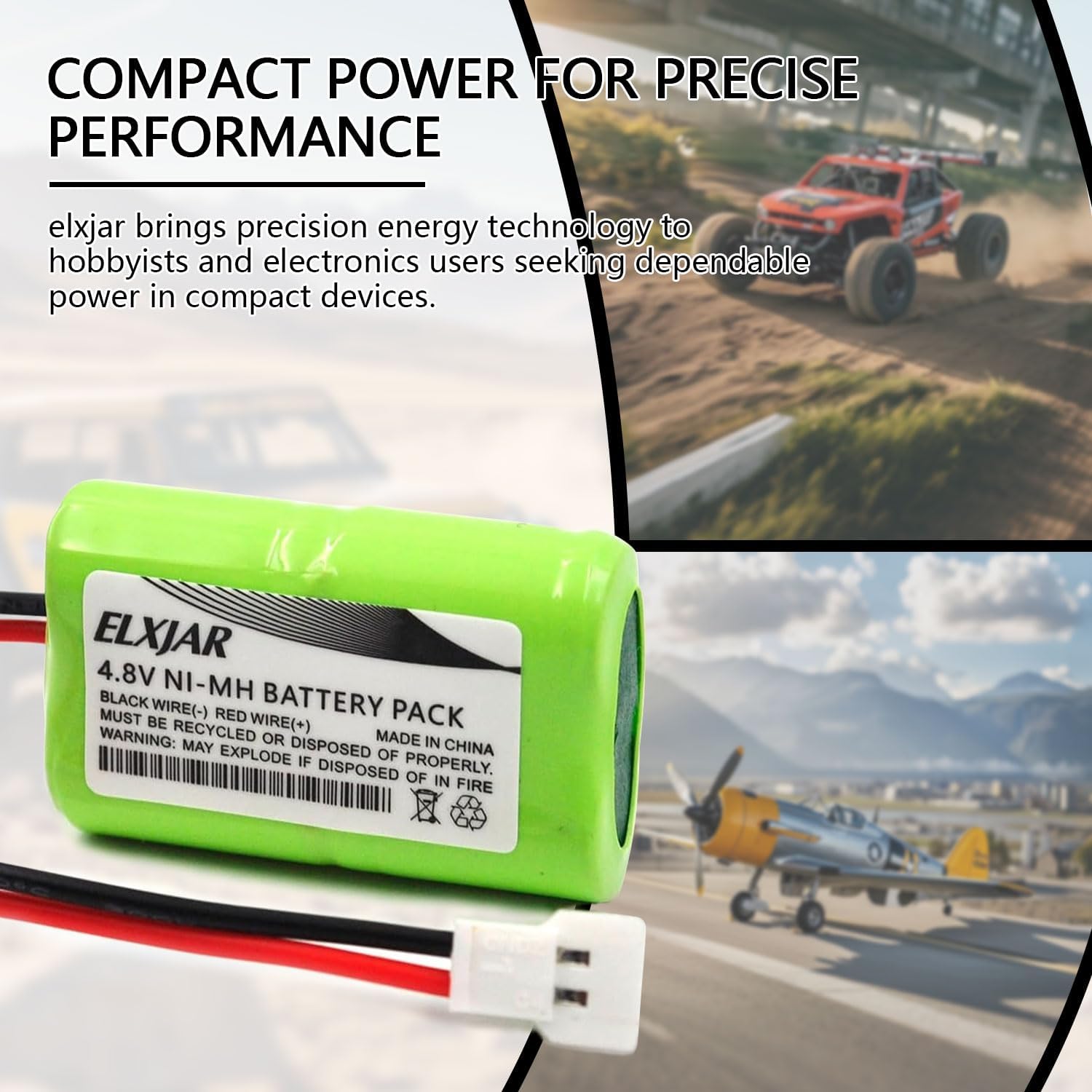 Coonyard (2-Pack) 4.8V 150mAh Ni-MH Battery for DYNB0008 1/24 RC Cars image 2