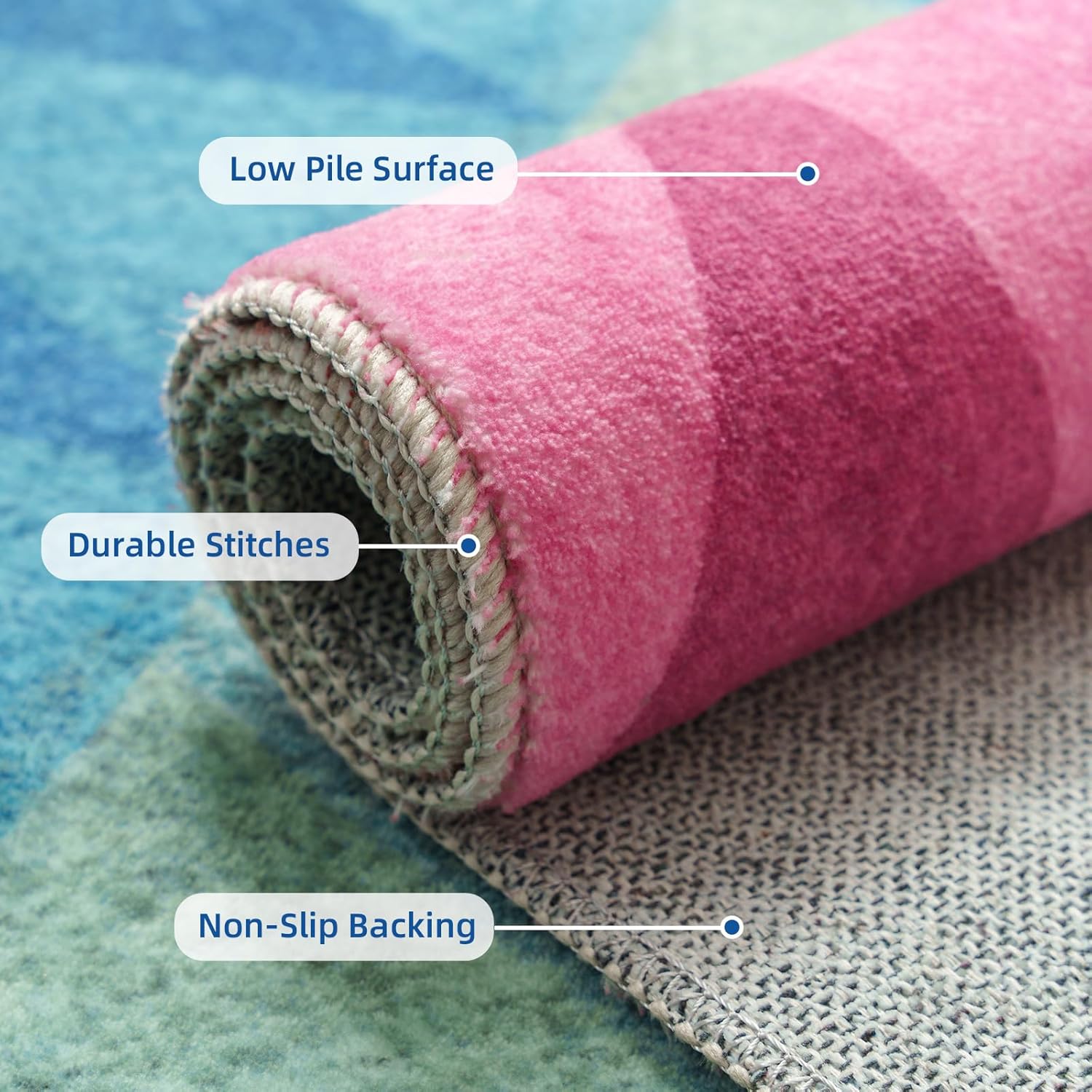 Washable 2'x 6' Runner Rug, Non-Slip Hallyway Rugs Carpet for Bedroom, Modern Colorful Rugs for Living Room, Entryway Laundry Room