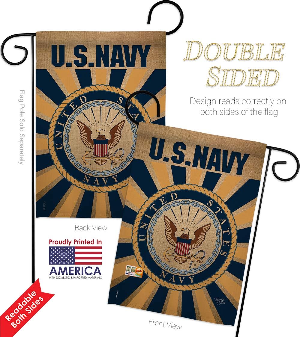 Navy Garden Flag Armed Forces USN Seabee United State American Military Veteran Retire Official Small Decorative Gift Yard House Banner Double-Sided Made In USA 13 X 18.5