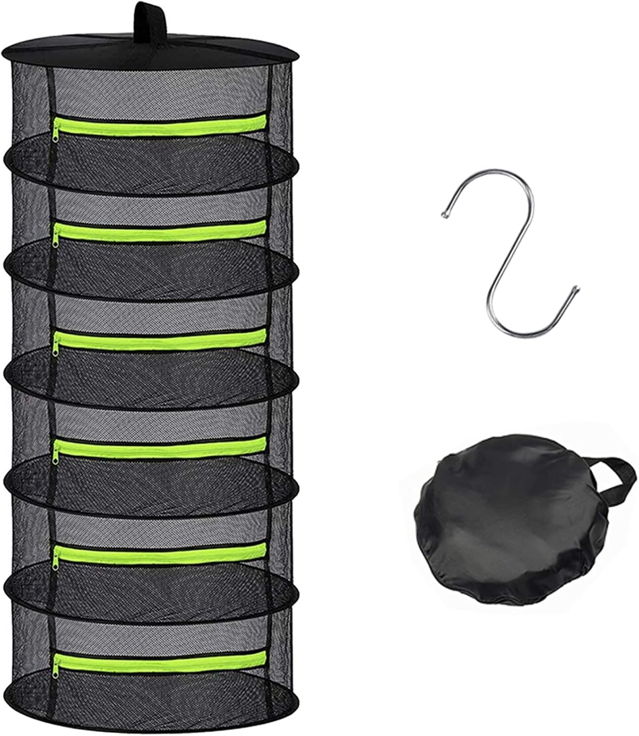 ZDZBLX Herb Drying Rack 6 Layer Plant Rack Foldable Mesh Hanging Drying Net with Zippers, 2ft